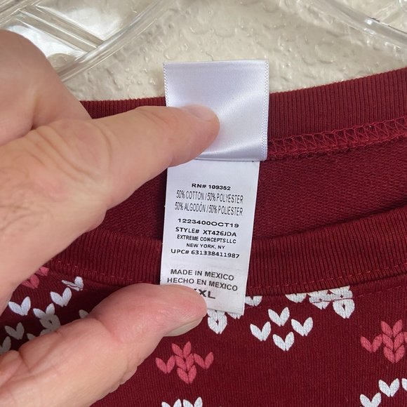 EXC Extreme Concepts Cat Meowy Xmas Ugly Sweater Light Weight Red XXL 2XL - Picture 4 of 4